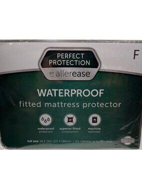 AllerEase Full Size Perfect Waterproof Fitted Mattress Protector New